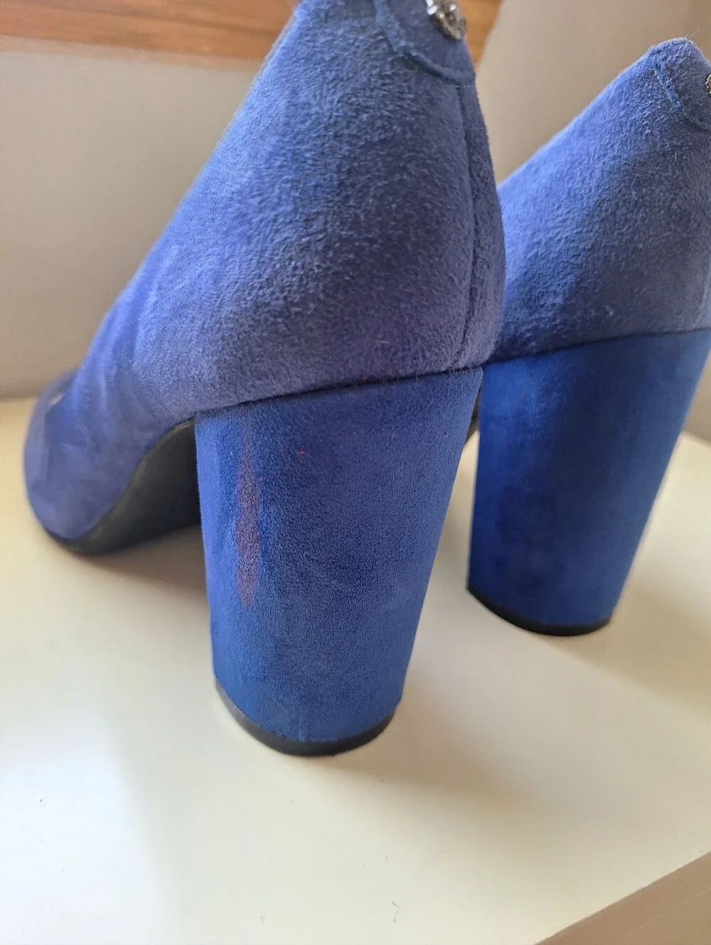 Anne Klein Royal Blue Suede Block Heel Pumps